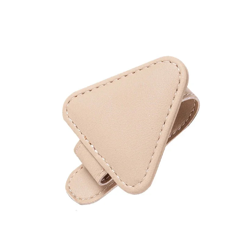 Universal leather car sunshade frame elastic clamp design for vehicle sunglasses storage
