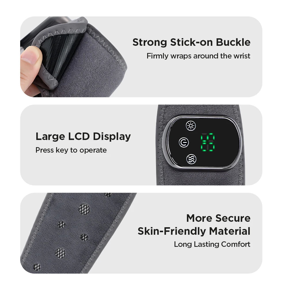 Heated Wrist & Foot Massager for Home Comfort Cordless Hand Wrist Wrap with 5 Heat & 3 Vibration Modes Ankle Massager Belt