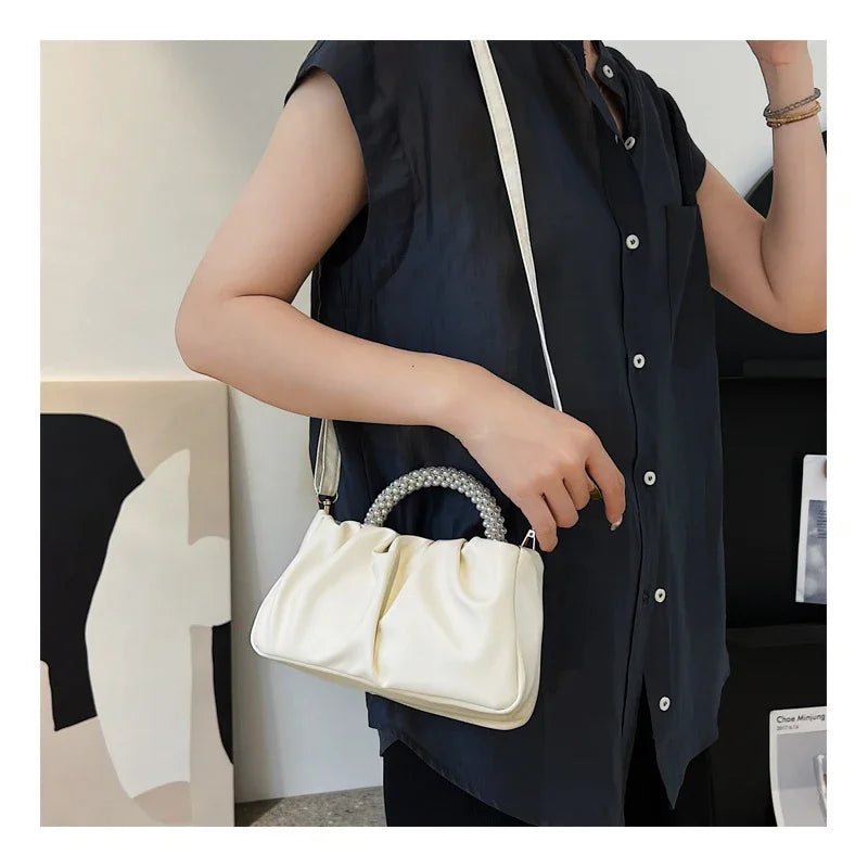 2026 Fashion Solid Color Soft Cloud Shaped Handbag Minimalist Ladies Single Shoulder Crossbody Bag Daily Casual Purse