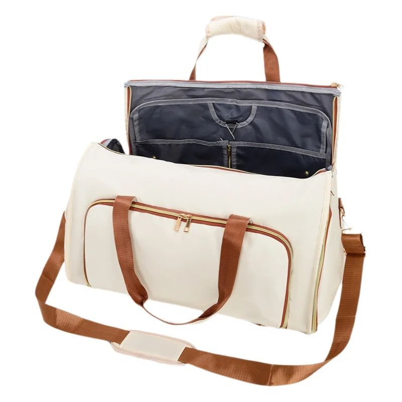 Large Capacity Oxford Cloth Travel Bag Waterproof Wear-resistant Foldable Suit Hanger Crossbody Backpack Double Shoulder Bag