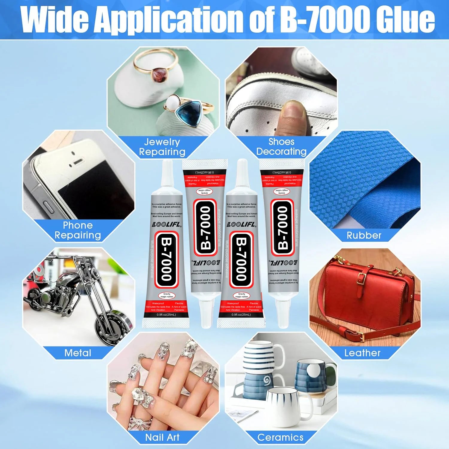 Super b7000 strong glue, waterproof and odorless, transparent, suitable for hand-made, DIY mobile phone case, etc.