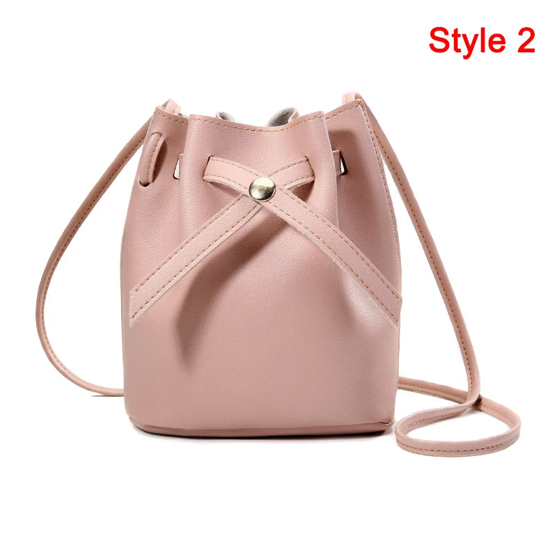 Hand Bag Ladies Women's Crossbody Bags Large Capacity PU Leather Bucket Bag Portable Cross Body Bucket Bag Single Shoulder Bag