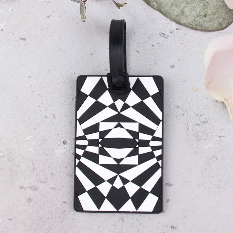 New Geometric PVC Luggage Tag Boarding Pass Luggage Tags Suitcase Address Label Travel Accessories