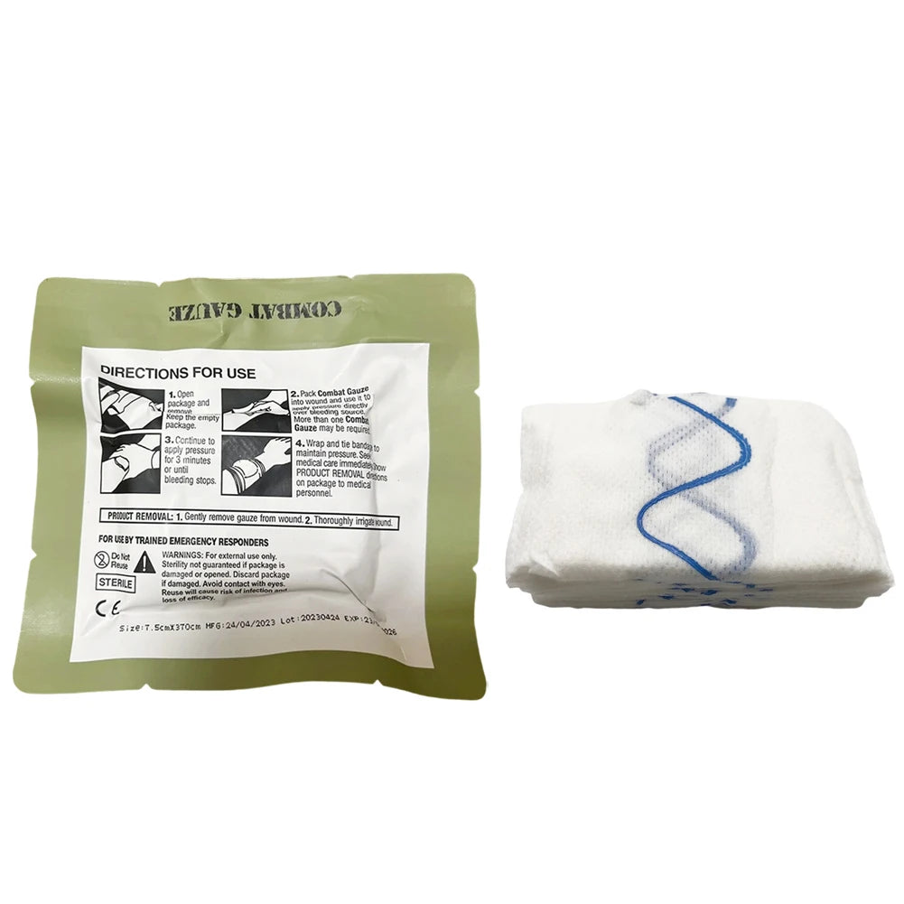 Kaolin Hemostatic Z-Fold Gauze Soluble Trauma Dressing Tactical IFAK Emergency First Aid Wound Care Supplies multiple sizes