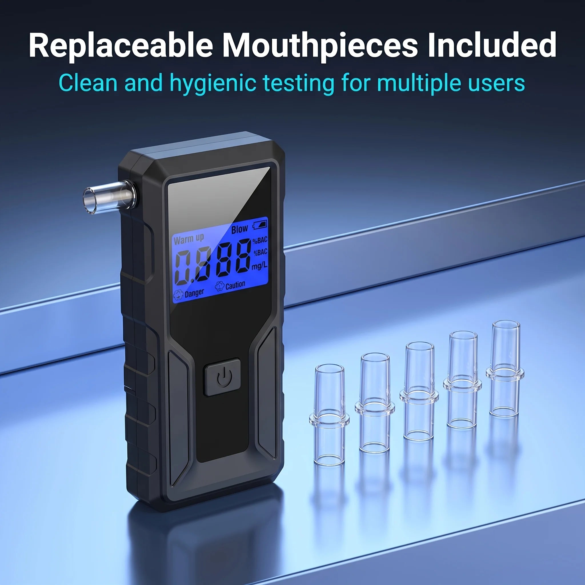 2026 New Model, Large LCD Display and Replaceable Blow Tube Breathalyzer, One Click Alcohol Tester (Battery Not Included)