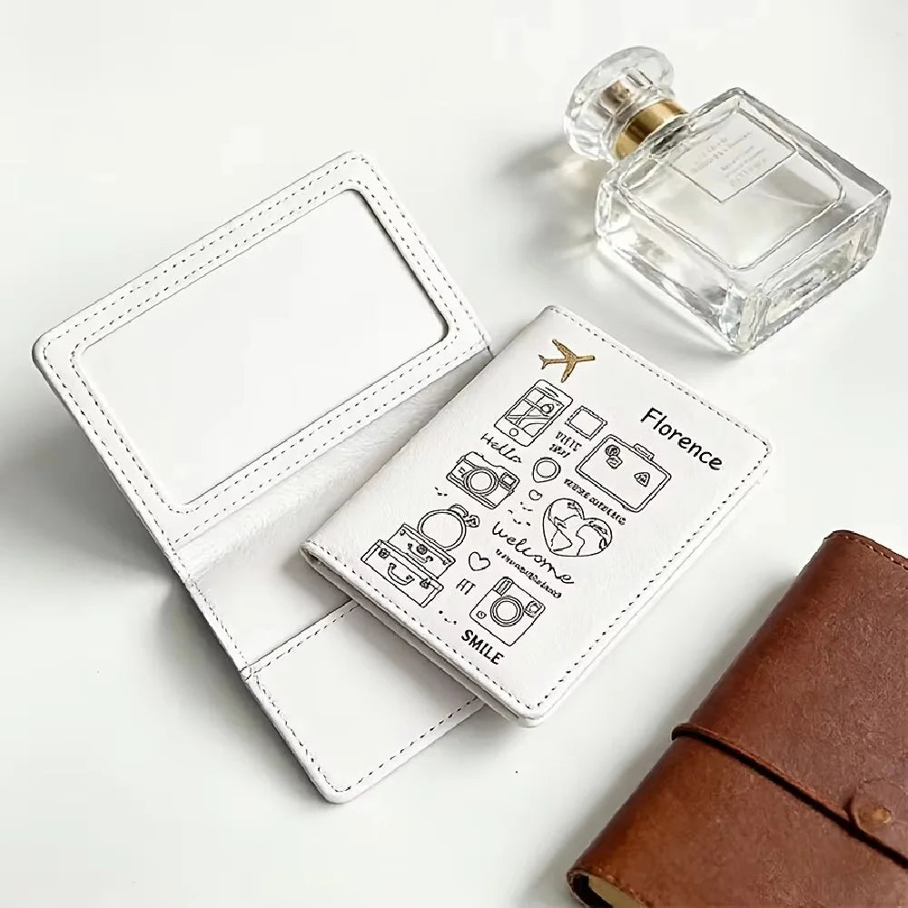 Customized Name Open Style Cartoon Passport Holder, Multi-Color Travel Storage Case for Passport & Visa, Practical Travel Gift