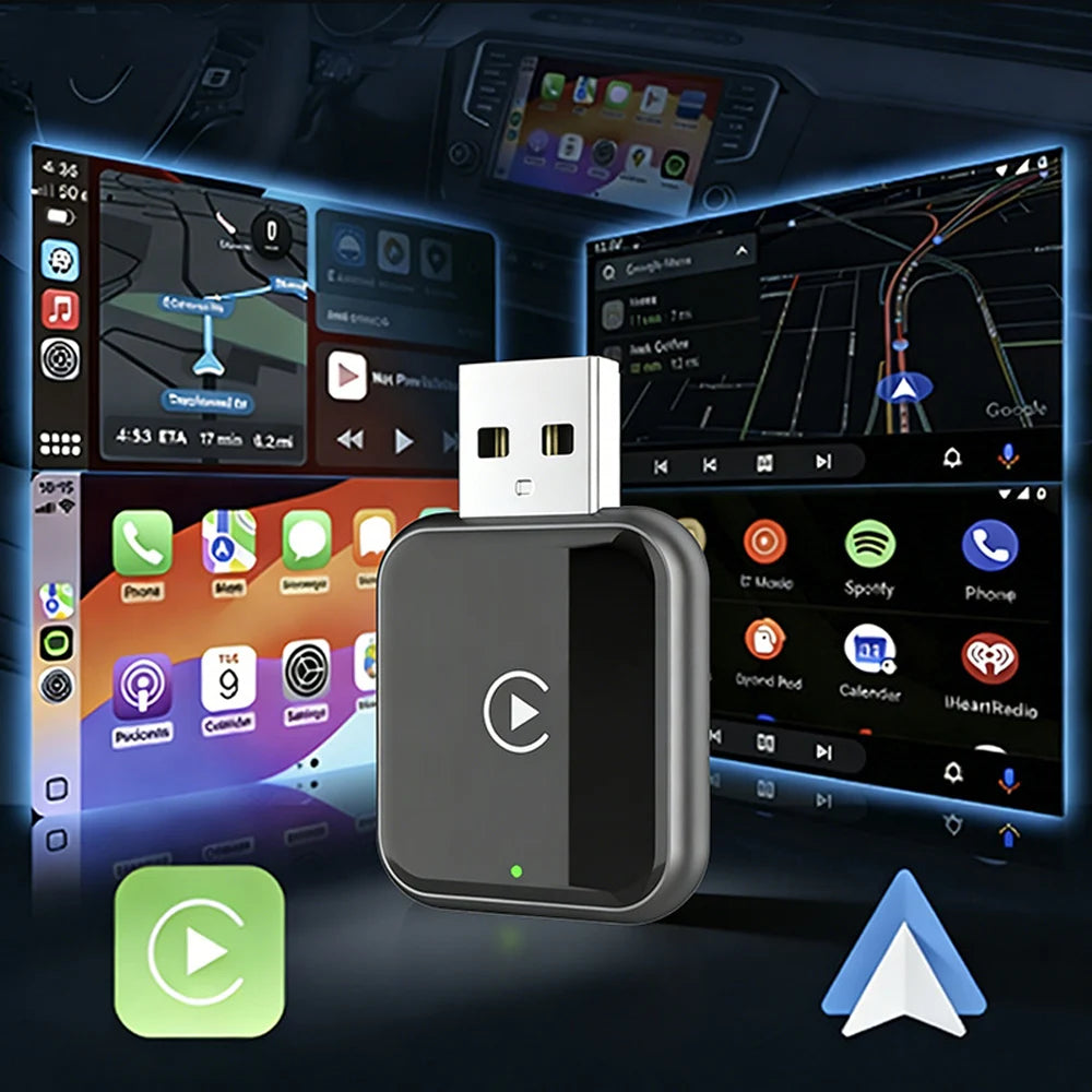 Wireless CarPlay Adapter for iPhone, Convert Wired to Wireless Apple CarPlay Adapter, Mini Size with Extension Cable USB & USB-C