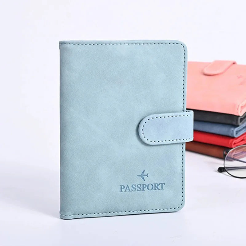 Leather Passport Holder Covers Case Waterproof Travel Credit Card Wallet Cute Passport Book for Women/Men Buckle Passport Cover