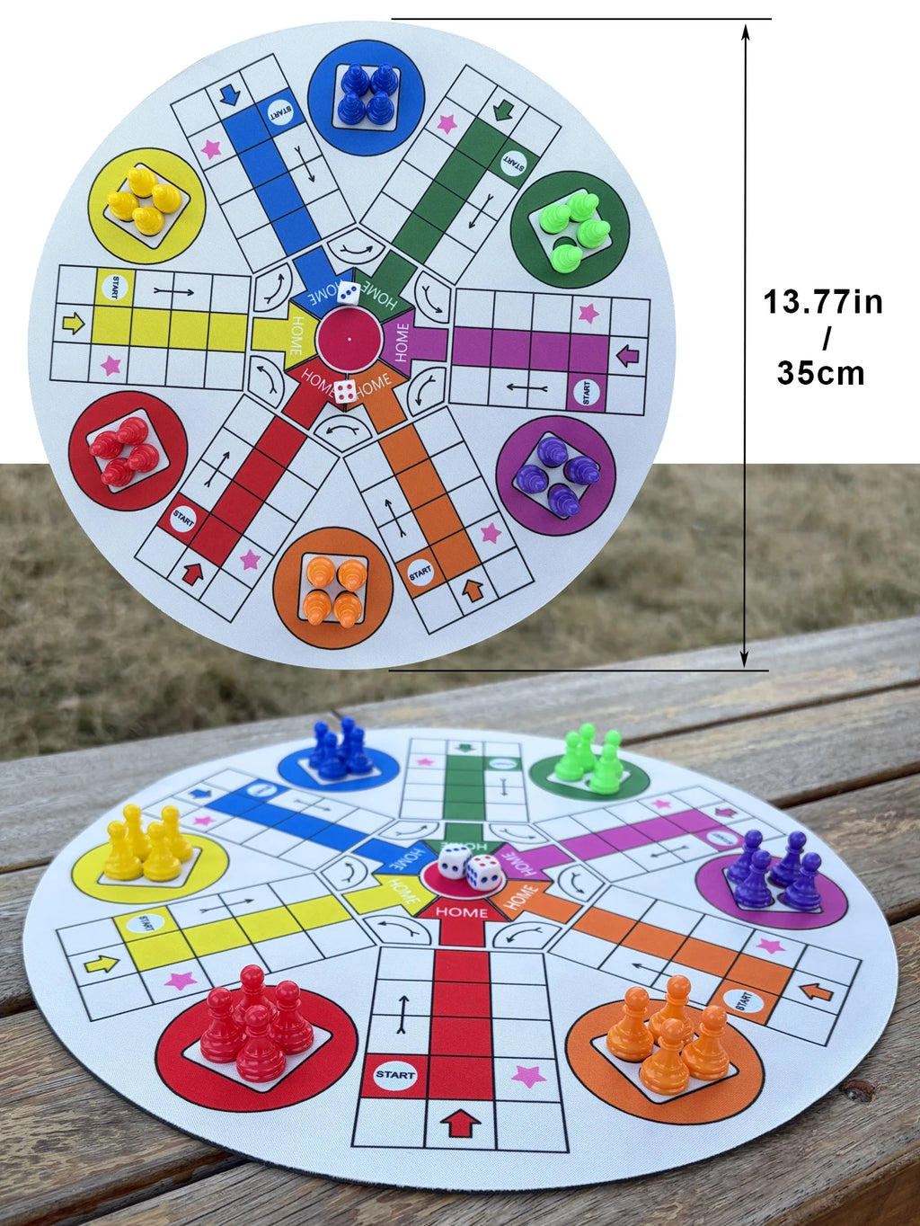 New Round Ludo Board Game Classic Strategy Game For 2-6 Players with Clearly Marked Sections Colorful Family Game Night Activity