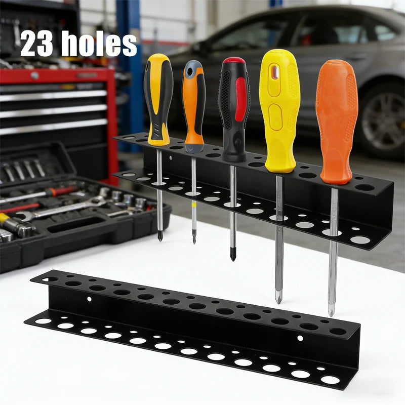 Screw Organizer Wall Mount 23-hole Screwdriver Storage Rack Manual Tools Holder Hammer Rack Pliers Hardware Tool Organizer