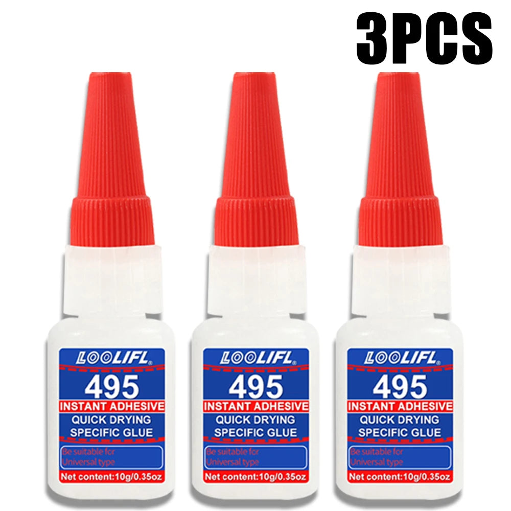 495 10g Super Instant Glue Quick Dry Strong Adhesive Precision Tip Universal Repair Glue Plastic Metal Ceramic Rubber Fix Glue