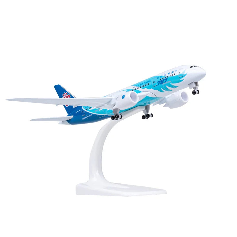 1/300 scale 20cm China Southern B787 Diecast Metal Toy Airplane Model Kit with Stand ＆Wheel for Collections Displays or Gift