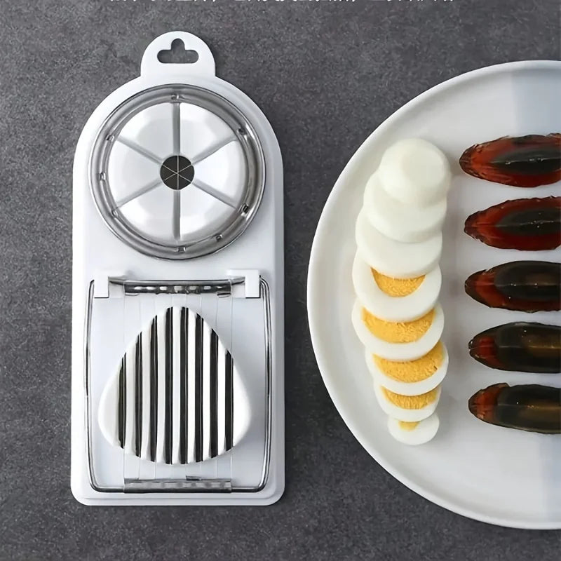 Multifunctional PP Base Egg Cutter 2-in-1 Stainless Steel Wire Pull Egg Cutter for Hanging High-quality Kitchen Accessory Tools