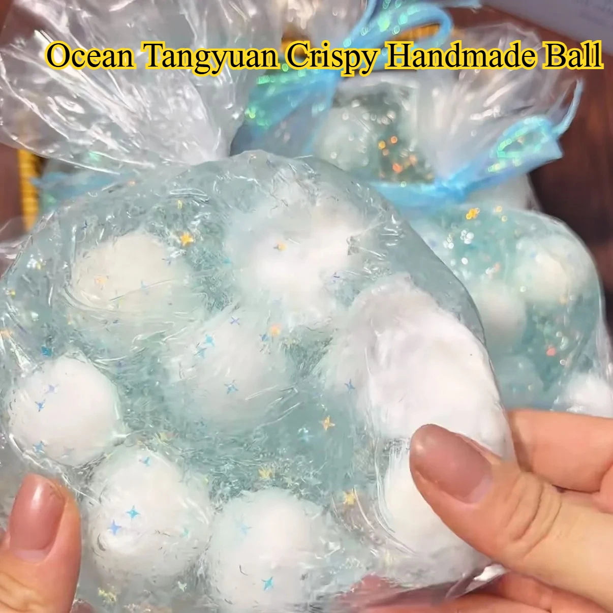 Ocean Tangyuan Crispy Handmade Ball Squeeze Toy Crunch Sound Fidget Squeeze Bag Soft Stress Relief Play Toy For Adults Relax
