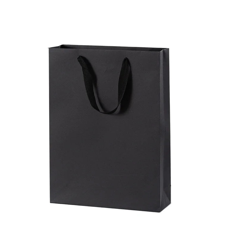 10pcs Black Vertical Paper Gift Bags Suitable for Party Gifts, Perfect for Wedding Guests, Supports Custom Logo