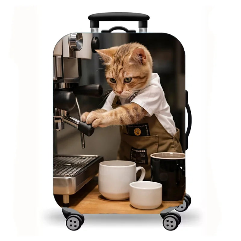 Luggage Cover, Cute Cat Print Stretch Suitcase Protector for Travel, 16 Styles Oil Painting Cat Design