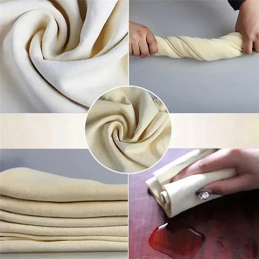 Natural Chamois Leather Cloth Free Shape Car Wash Towel Genuine Suede Ultra Absorbent Quick Dry Auto Cleaning Accessory