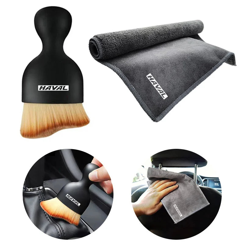 High-end Car Cleaning Brush+Suede Wash Towel For Haval Tabanca T FEK Korna H5 H6 H3 H8 H9 H2 H7 M2 M4 Interior Auto Accessories