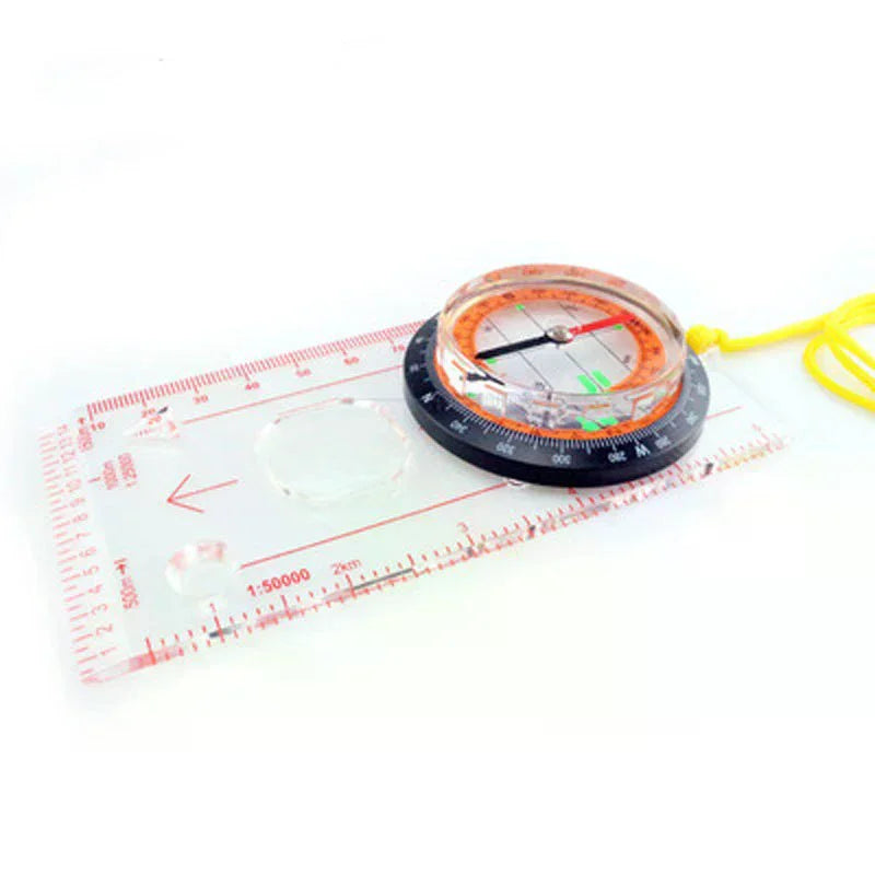 Portable Compass Scale Ruler Multifunction Map Ruler With Lanyard For Outdoor Camping Hiking