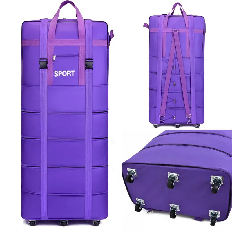 Large Capacity Dormitory Cotton Quilt Storage Bag with Wheels Travel Bag Student Luggage Bag Oxford Cloth Waterproof Dustproof