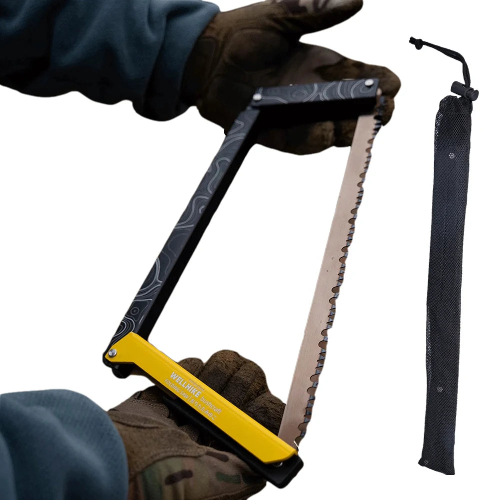 Folding Saw with Storage Bag Portable Wood Saw Aluminum Alloy Camping Foldable Hand Saw Outdoor Hiking Survival Tools
