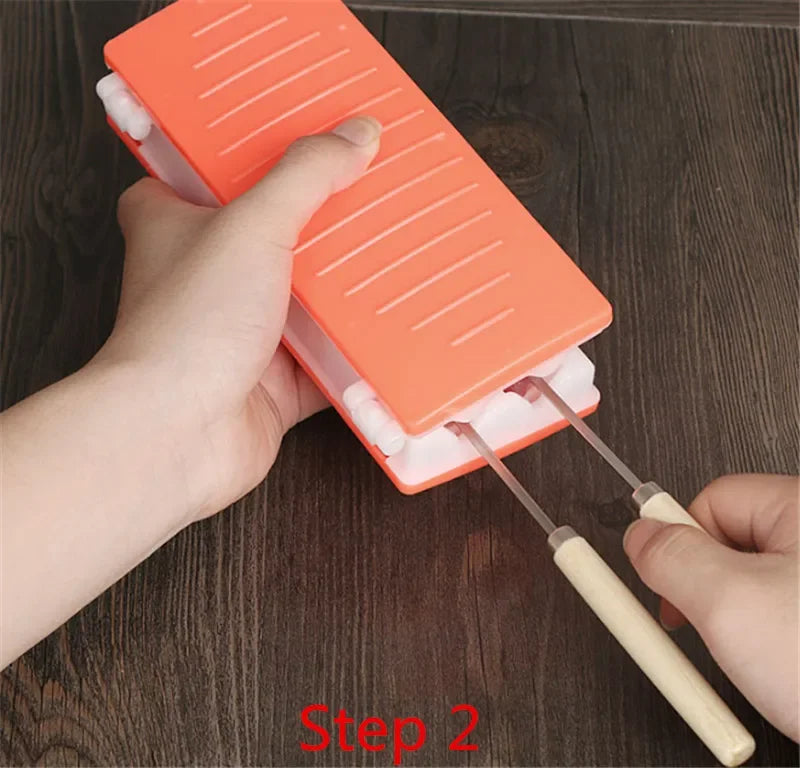 bbq needle with Meat Grill Skewer Barbecue Grill Needle Box Safety Meat bbq tools String Shish Beef Mutton Kebab Skewers maker
