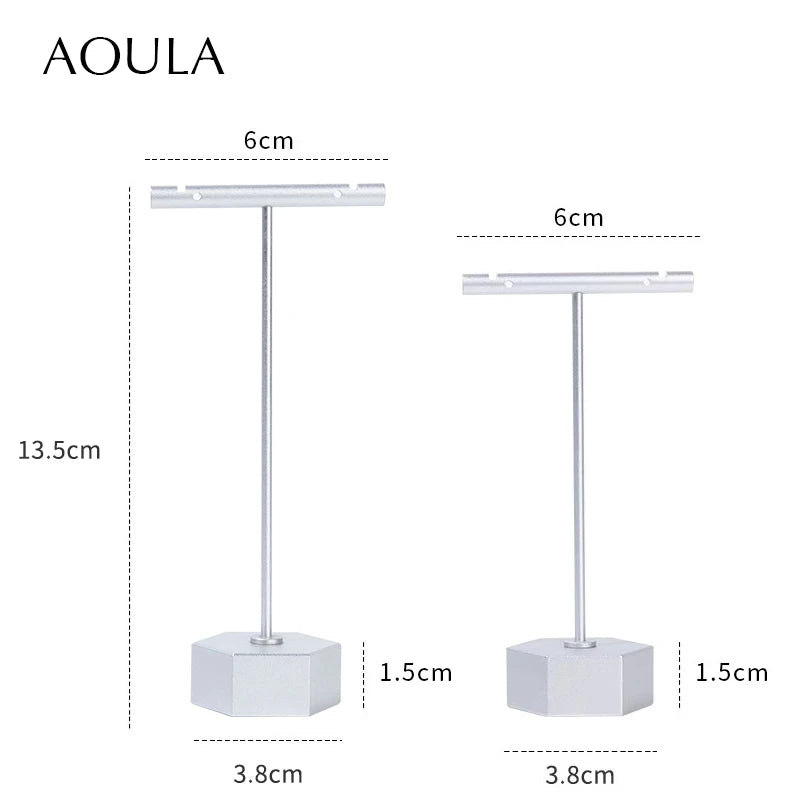 Luxury Dangle Earrings Display Metal Rack T Bar Stand Ring Jewelry Hanger Organizer Ear Studs Storage Holder Shelf Store Selling