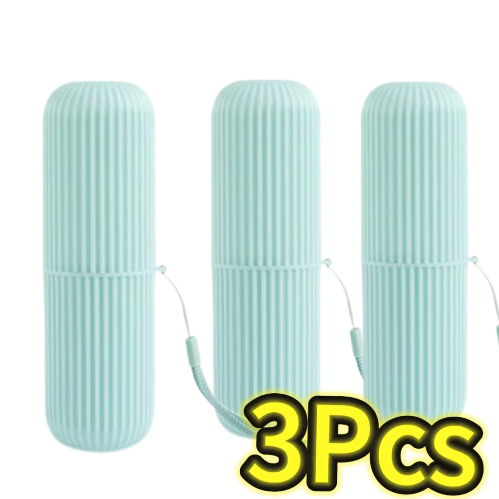Travel Toothbrush Box Vertical Stripe Portable Mouthwash Cup Brushing Cup Washing Cup Toothware Box Toothpaste Storage Boxes