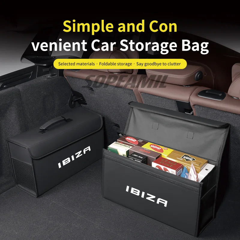 Car Trunk Organizing And Storage Box For Seat Leon IBIZA Brand new Leather Trunk storage box Automobile interior Accessories