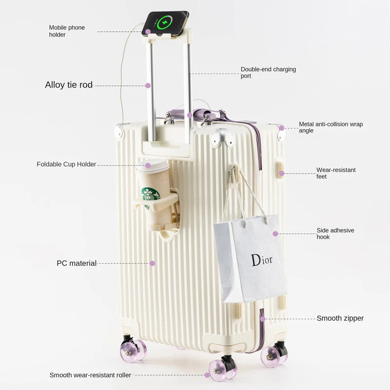 Highly Appealing Zipper Travel Suitcases Thickened Luggage Ice Roller 20 inch Carry-on Suitcase 22/24/26/28 inch valise voyage