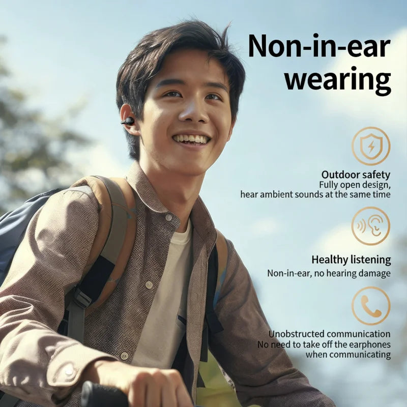 Mirror Digital Display Wireless Bluetooth Headphones Soft Silicone Ear Clip Noise Reduction HiFi Lossless Stereo Sports Earbuds