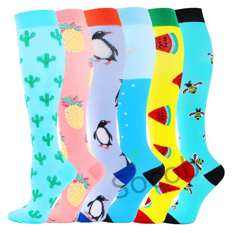6/7 Pairs Compression Socks Varicose Diabetes Sock Running Cycling Hiking Touring Bicycle Marathon Outdoor Rugby Edema Long Tube