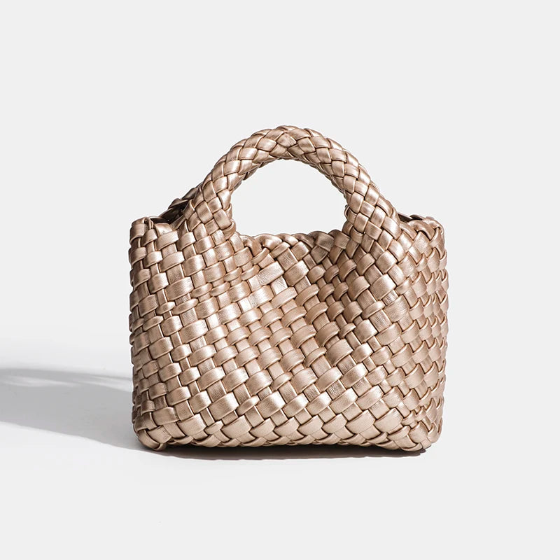 Designer bag Women's handbag Popular small size version PU leather woven bag Fashion style soft handmade bucket bag