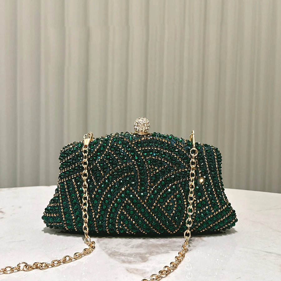 Wedding Party Clutch Purse Glitter Banquet Bag Crystal Shiny Diamond Evening Bag Women's Handbag Chains Shoulder Crossbody Bags