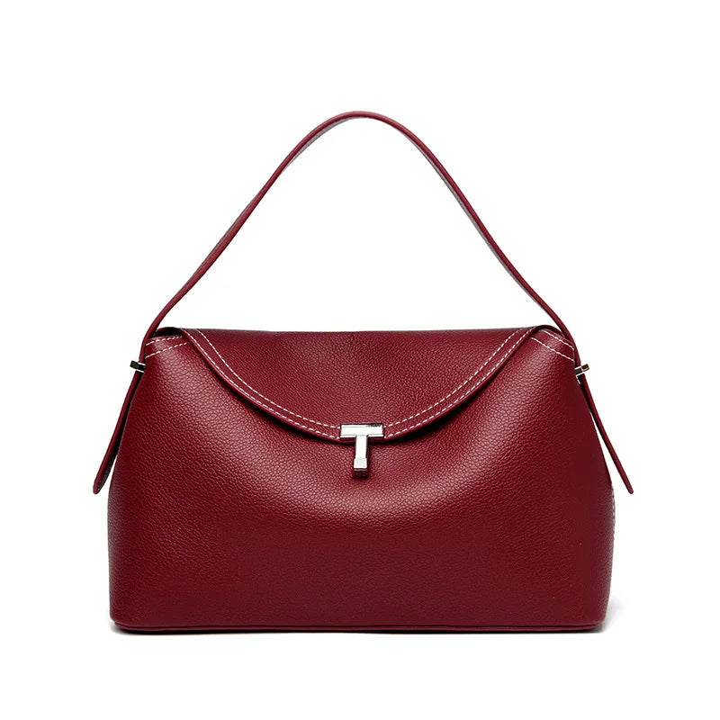 1pcs PU Crossbody Bag Hot Selling Women Retro T Metal Lock Underarm Bag  Dual-use Hand & Shoulder Bag Store Cosmetics Minimalist
