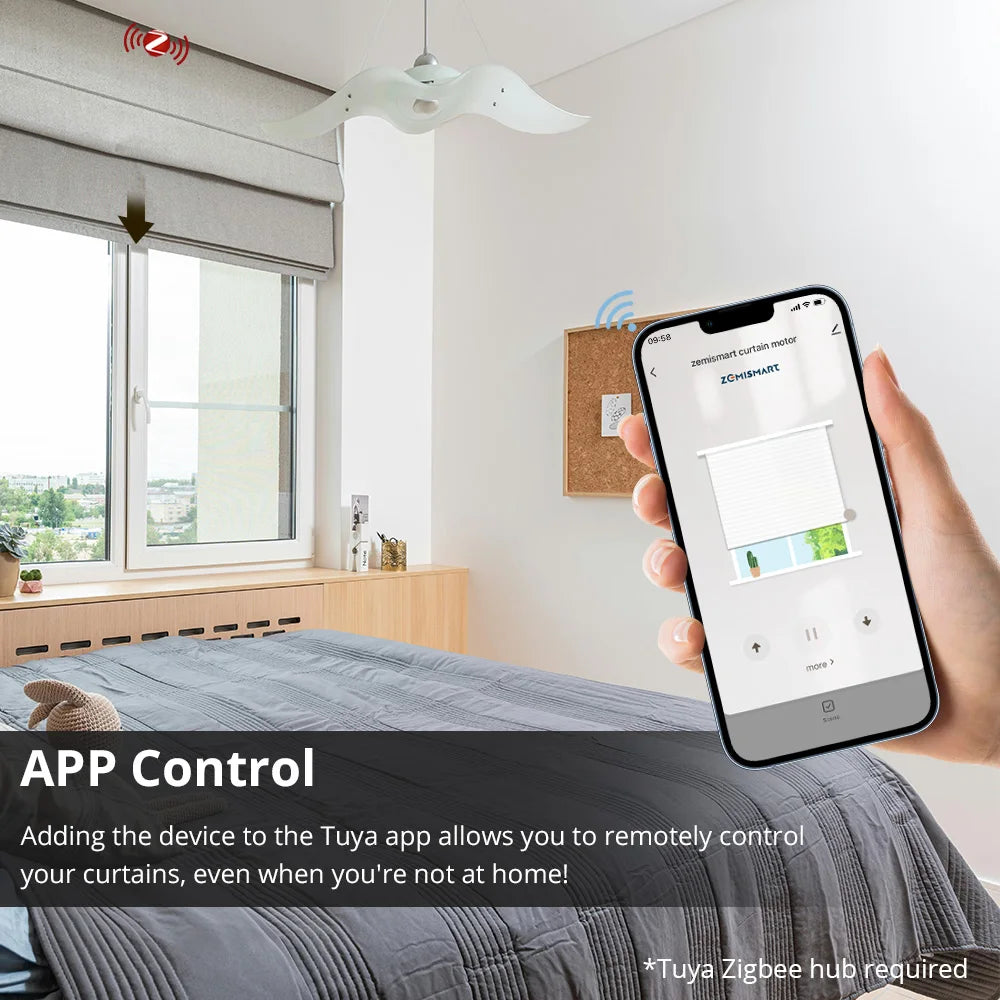 Zigbee Smart Electric Blind Motor for Aluminum Roman Shade Honeycomb Curtain Work with Tuya App Alexa Google Home Voice Control