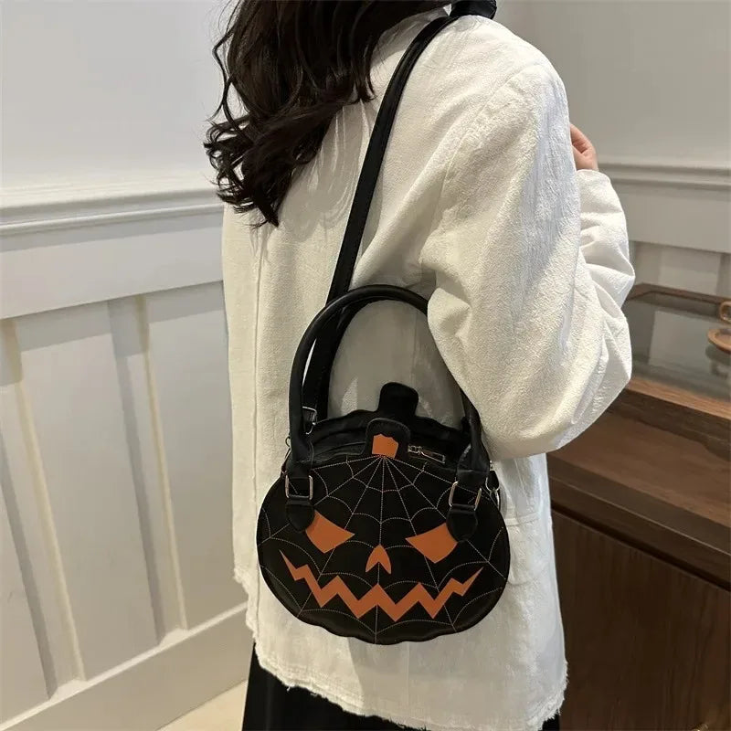 Halloween Single-Shoulder Bag, New Color-Blocking Hand-Held Women's Bag, Simple PU Material Single-Shoulder Pumpkin Bag
