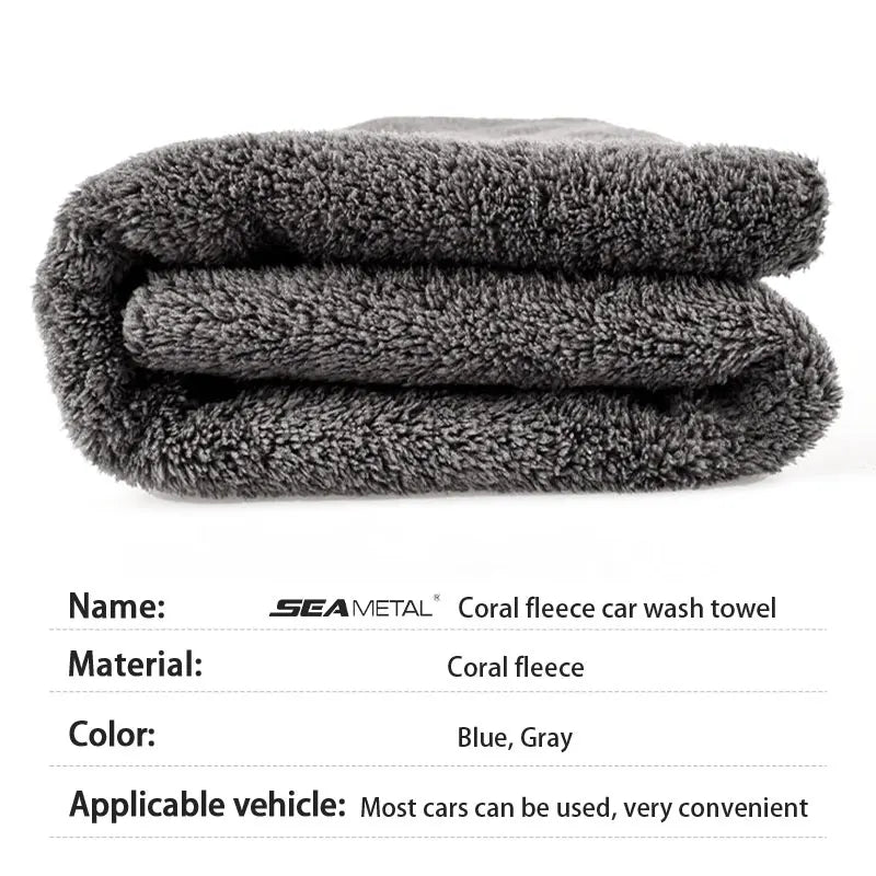 SEAMETAL 1/2/6pcs Car Wash Microfiber Towel Car Cleaning Drying Cloth Soft Edgeless Car Detailing Washing Towel 40X40CM 350GSM