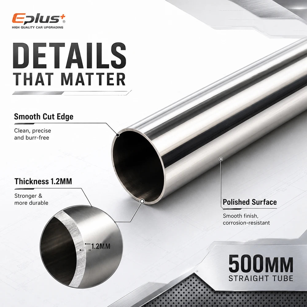 500mm Length 304 Stainless Steel Straight Pipe 1.2mm Thick Universal Round Tube OD 19-89mm for Connections metal tube Adapter