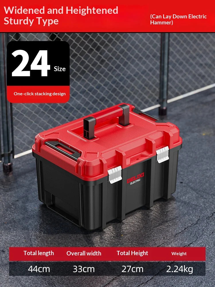 Heavy Duty Wide Tool Box Portable Multi Function Hammer Drill Organizer Large Industrial Grade Home Garage Garage Storage