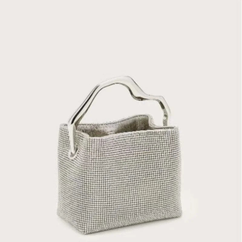 Luxury Shiny Square Rhinestone Evening Handbag Delicate Studded Diamond Tote Bag Wedding Party Purse Evening Clutch Bag