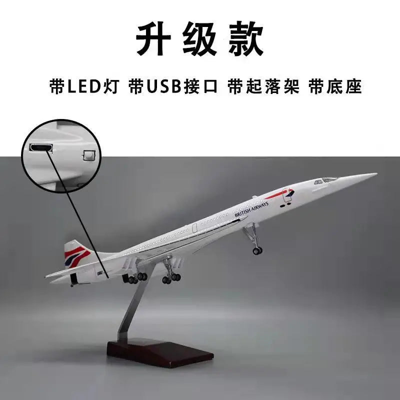 Concorde Supersonic Jet Model 1:125 Scale 50cm Detailed Simulation Aircraft  Aviation Display Collectible