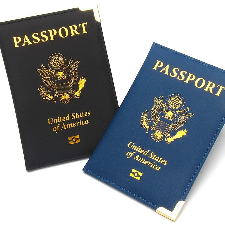 USA Passport Cover Travel Wallet Metal Corners Pu Case for Passports Cards Holder Passport Wallets for Women
