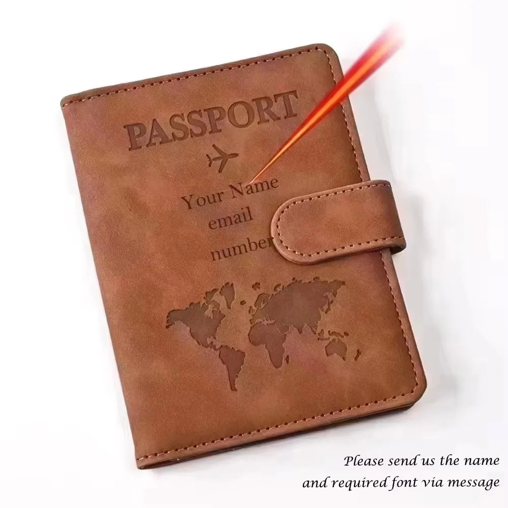 Custom Customized Passport Cover with Name  for Couple ID Bank Card PU Leather Passport Case Travel Accessories