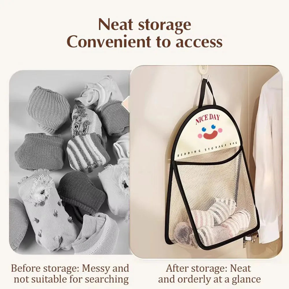 Cute Wall Hanging Breathable Mesh Bag Underwear Storage Bag Socks Storage Bag Wardrobe Organizer Storage Underwear Accessories