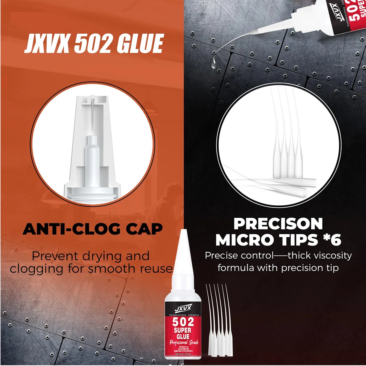 JXVX Super Metal Instant Adhesive 502,Waterproof Cyanoacrylate Glue 20g,5Sec Super Glue Strong Bond For Metal,Jewelry,Glass,Wood