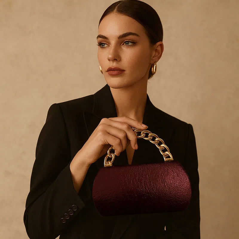 Luxury Gold Metal Buckle Box Clutch Fashion Women's Evening Bag Party Banquet CrossbodyBag Half Moon Wedding Purses Party Tote
