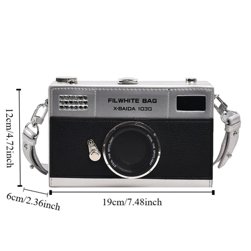 Elegant PU Camera Shoulder Bag Small Bag Shoulder Bag Funny Box Bag Crossbody Bag Large Capacity Wedding