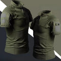 Summer Shirts Combat Tops Half Zipper Knitting Camo Hiking T-shirts Tactical T-shirt Breathable Elastic Outdoor Training Tees