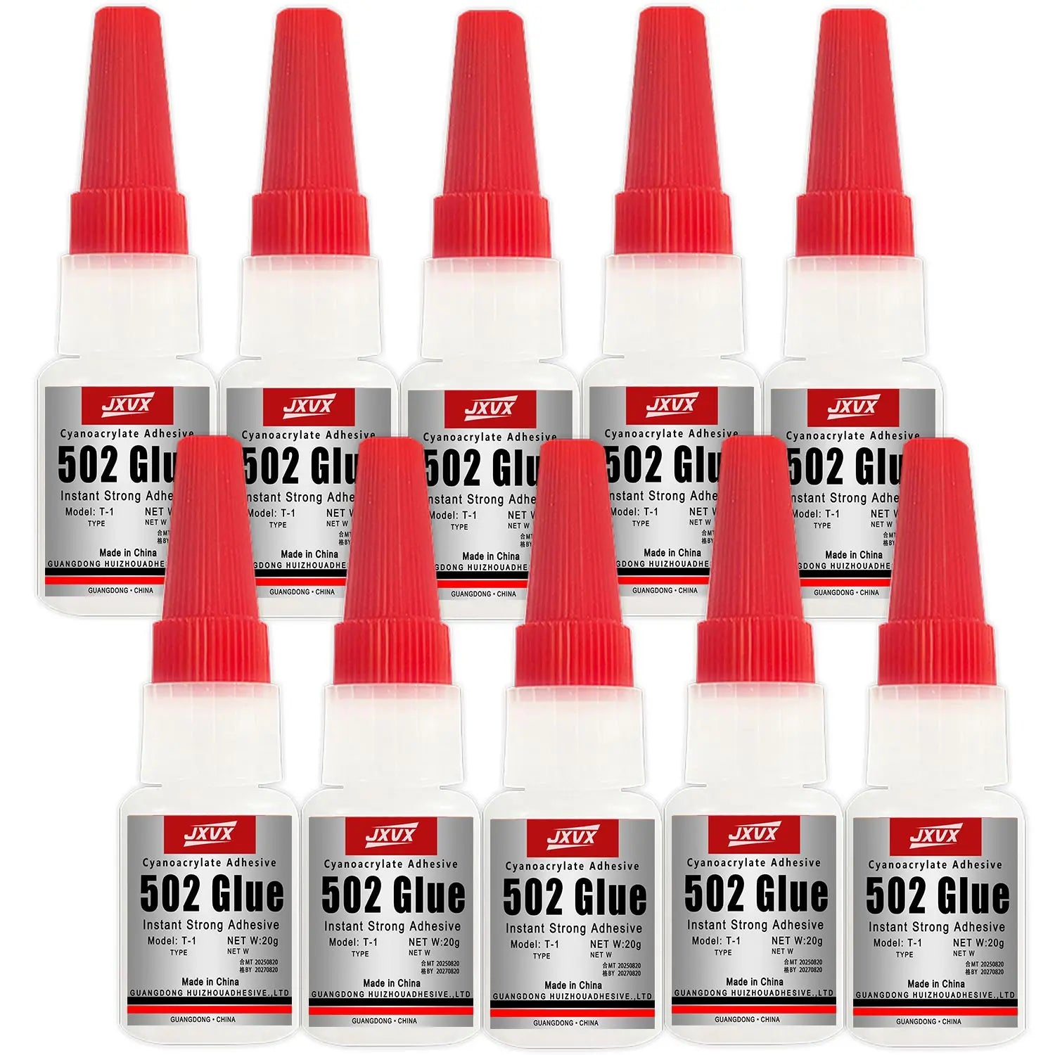 Jxvx 50g Large Capacity 502 Super Glue, Cyanoacrylate Adhesive, Instant Quick Drying Cyanoacrylate Adhesive, Leather, Rubber, Glass, Wood, Metal, Liquid Adhesive Tool, Super Strong Glue 502.